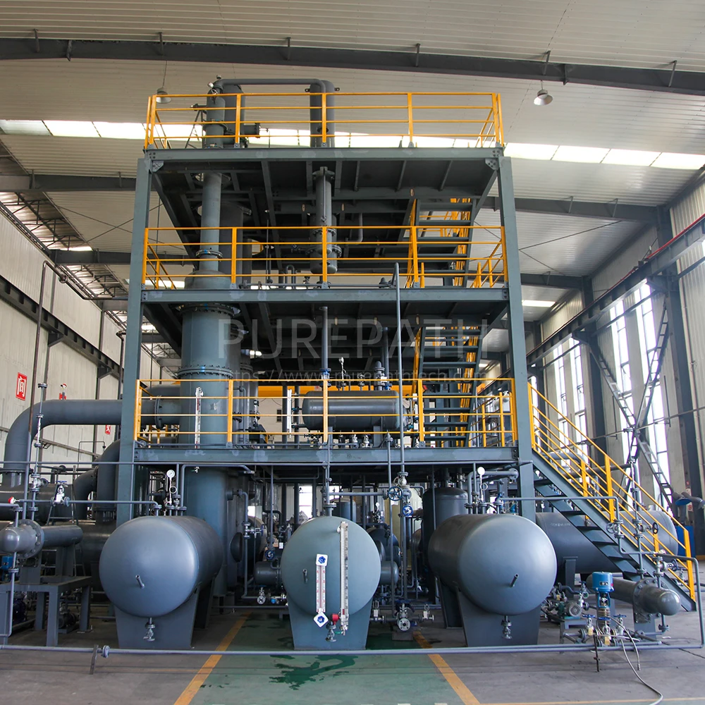 High yield high quality continuous refinery of waste oil to diesel distillation plant