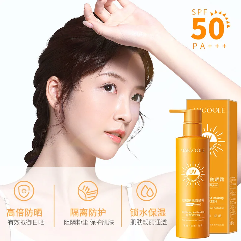 Оптовая продажа легкий УФ-Солнцезащитный крем для защиты от солнца SPF 50 Осветляющий солнцезащитный
