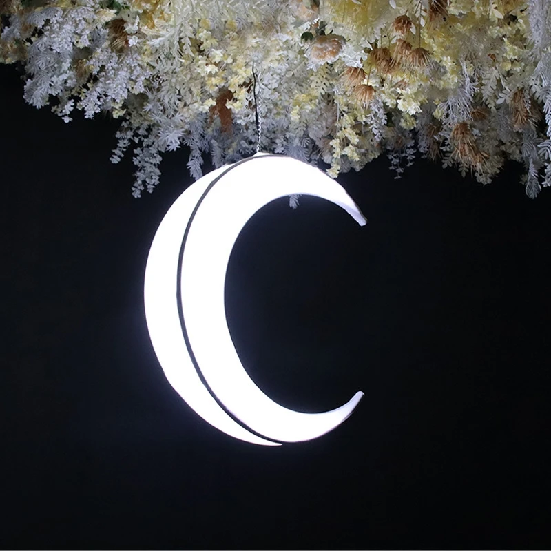 Wedding Stage Elegant Backdrop Wedding Photo Props CrescentMoon Decor Wedding Hanging Lights Ceiling