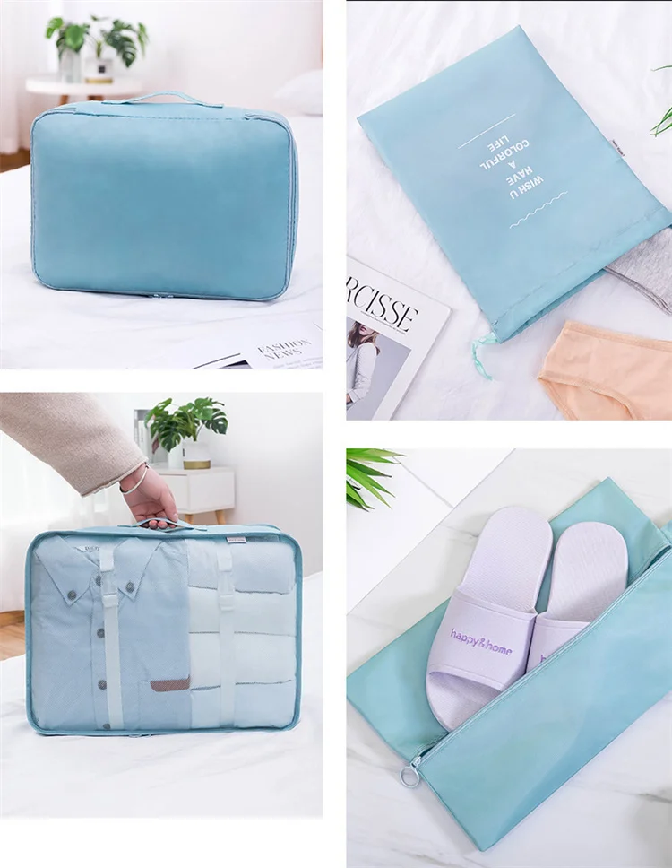 Hot Selling 8Pcs/Set Travel Storage Bag for Clothes Luggage Packing Cube Organizer Suitcase