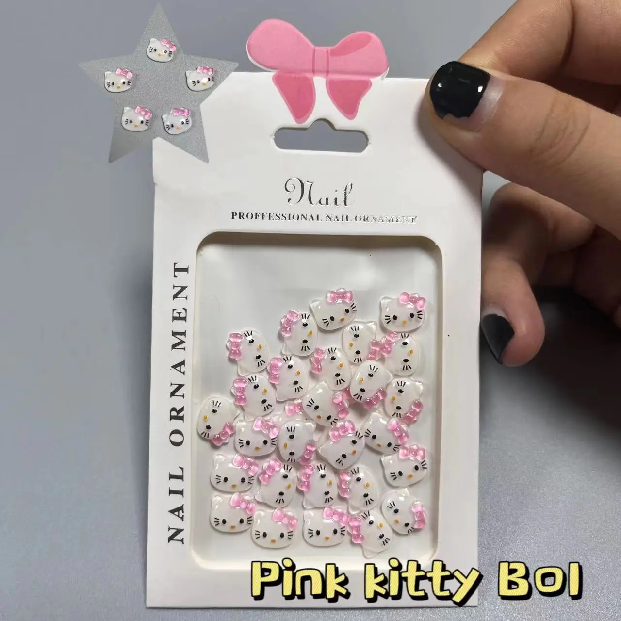 30Pcs/Bag Color Kitty Nail Charms Kawaii Cartoon Nail Resin Rhinestone for Manicure Exquisite Packing Decoration Accessories