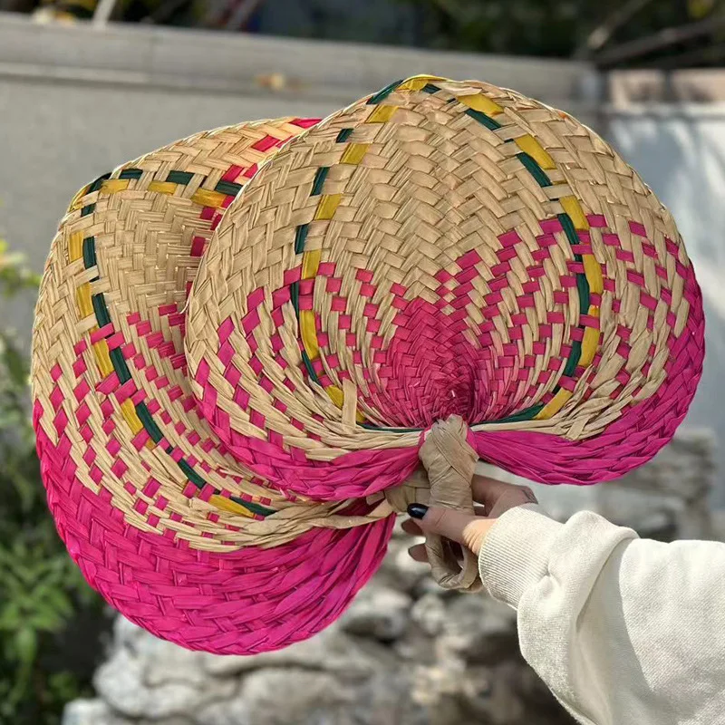 Natural Raffia Tropical Hand Fans