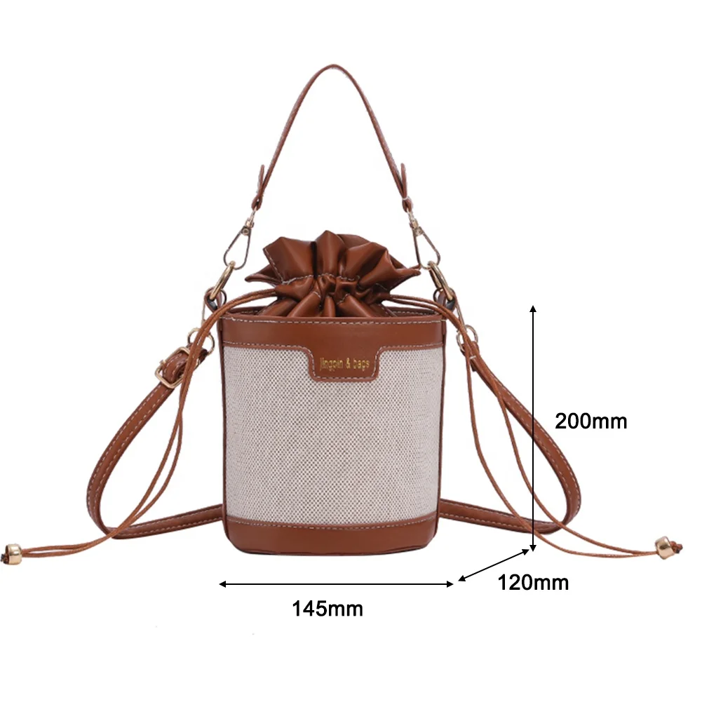Wholesale Cute Splice Pu Chain Purse Crossbody Women Bucket Bag Handbags with Drawstring Armpit Shoulder Handbags Purses