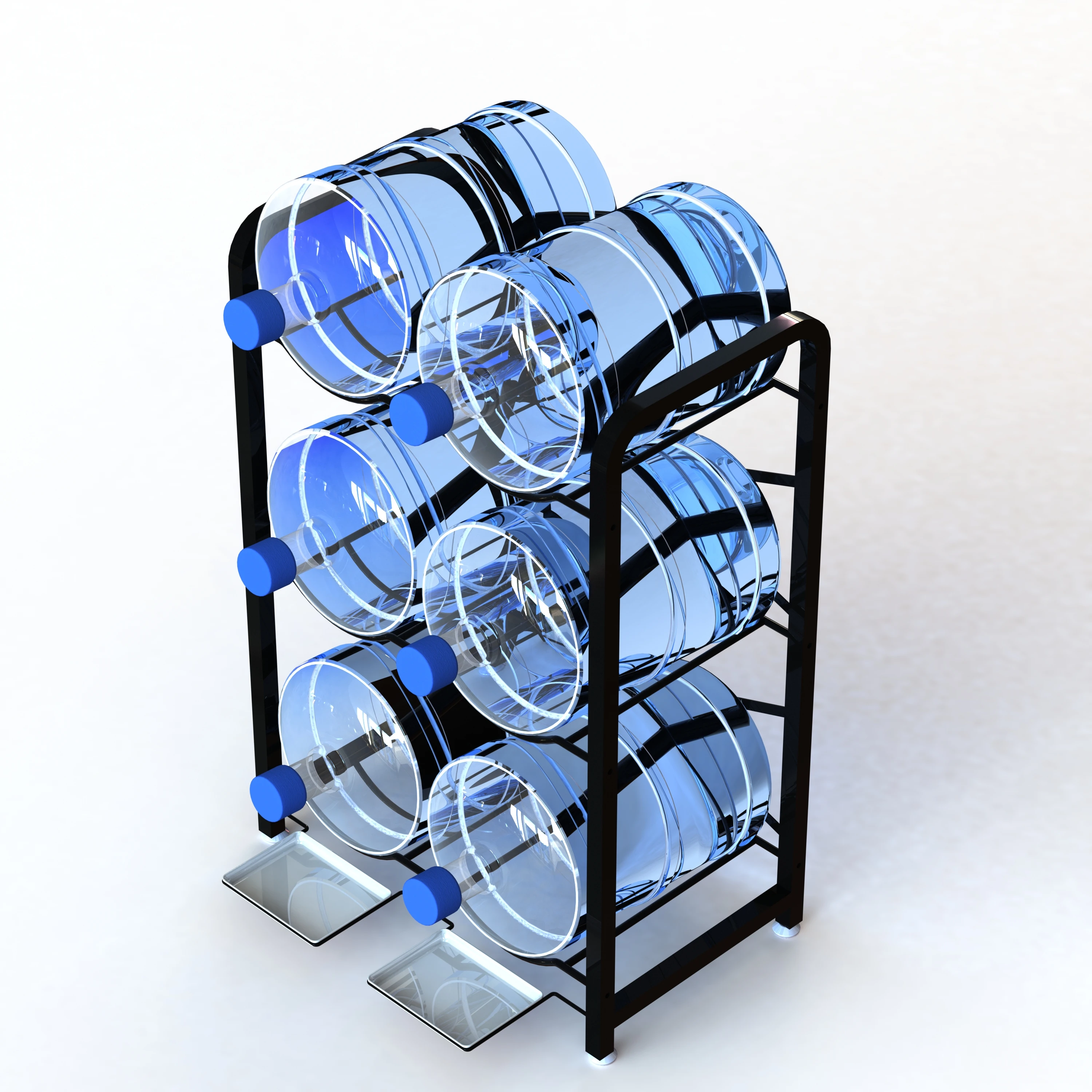 Reinforced 6 Water Bottles Display Stand 5 Gallon Water Storage Rack With Water Pan