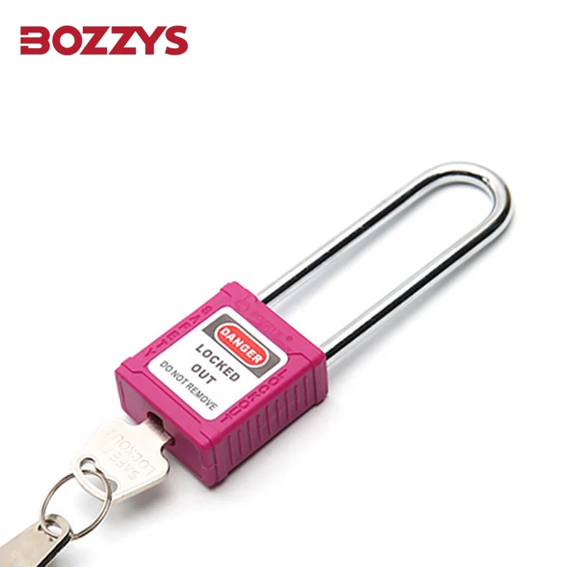 BOZZYS Loto Safety Padlocks with 76mm Steel Shackle And laser engraving for Overhaul of Industrial Equipment