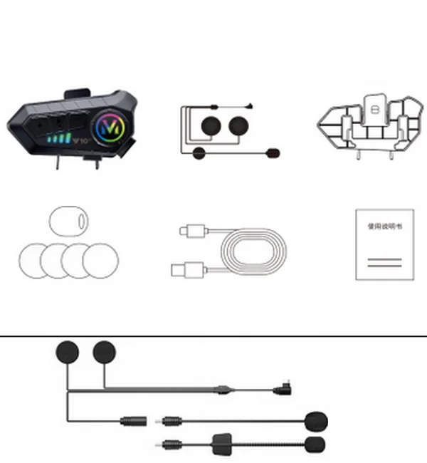 Y10-2x Intercom Version Bluetooth Earphones Motorcycle Bluetooth Subwoofer Earphones