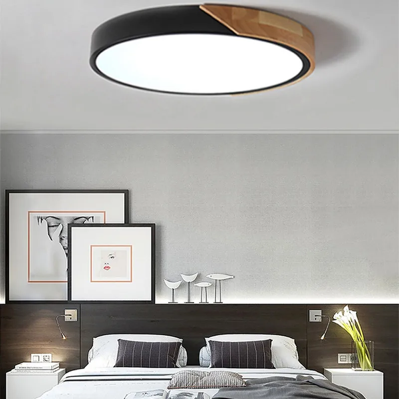 Nordic Style 24W 30W LED Ceiling Light Super Slim Design 3 CCT Changeable Feature Wall Lamps Made Aluminum Fabric Shade Material