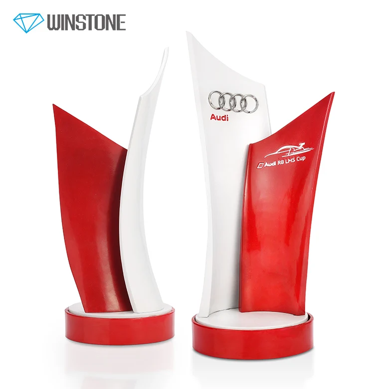 Custom metal alloy trophy for auto racing awards