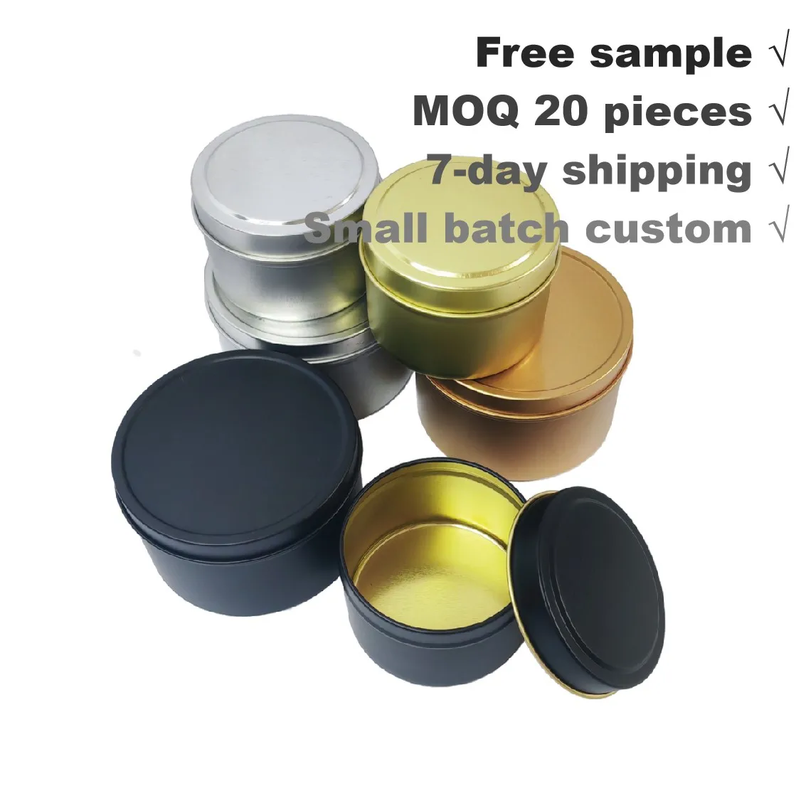 4oz 8oz 16oz Empty Luxury Metal Round Candle Tins Jar With Lids Black Scented Candle Tin Cans candle vessels