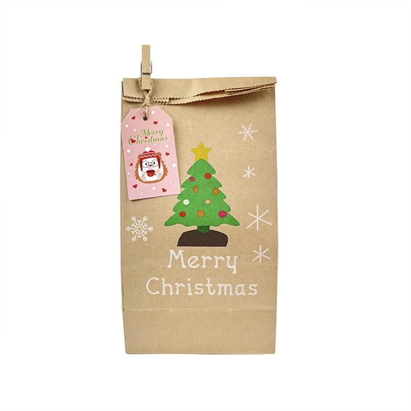 New Design Wholesale Advent Calendar Bags Custom Christmas Advent Calendar Packaging Bag Biscuit Packaging Food Paper Bag