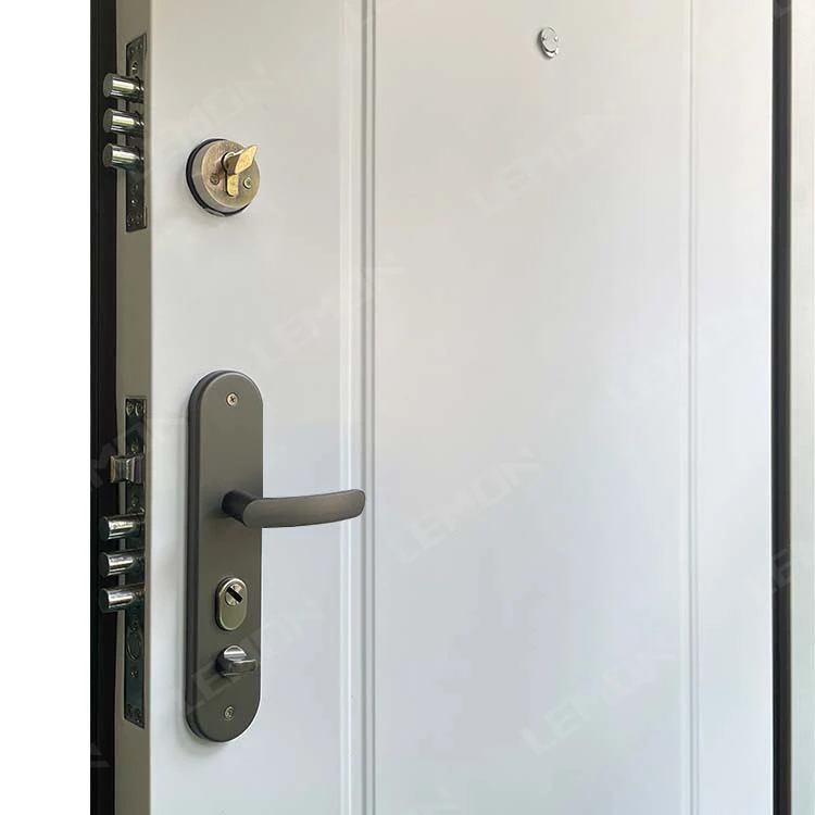Cheap Customize White Security Steel Door Kenya Entry Exterior Main Entrance Metal Doors Steel Armored Front Door with Window