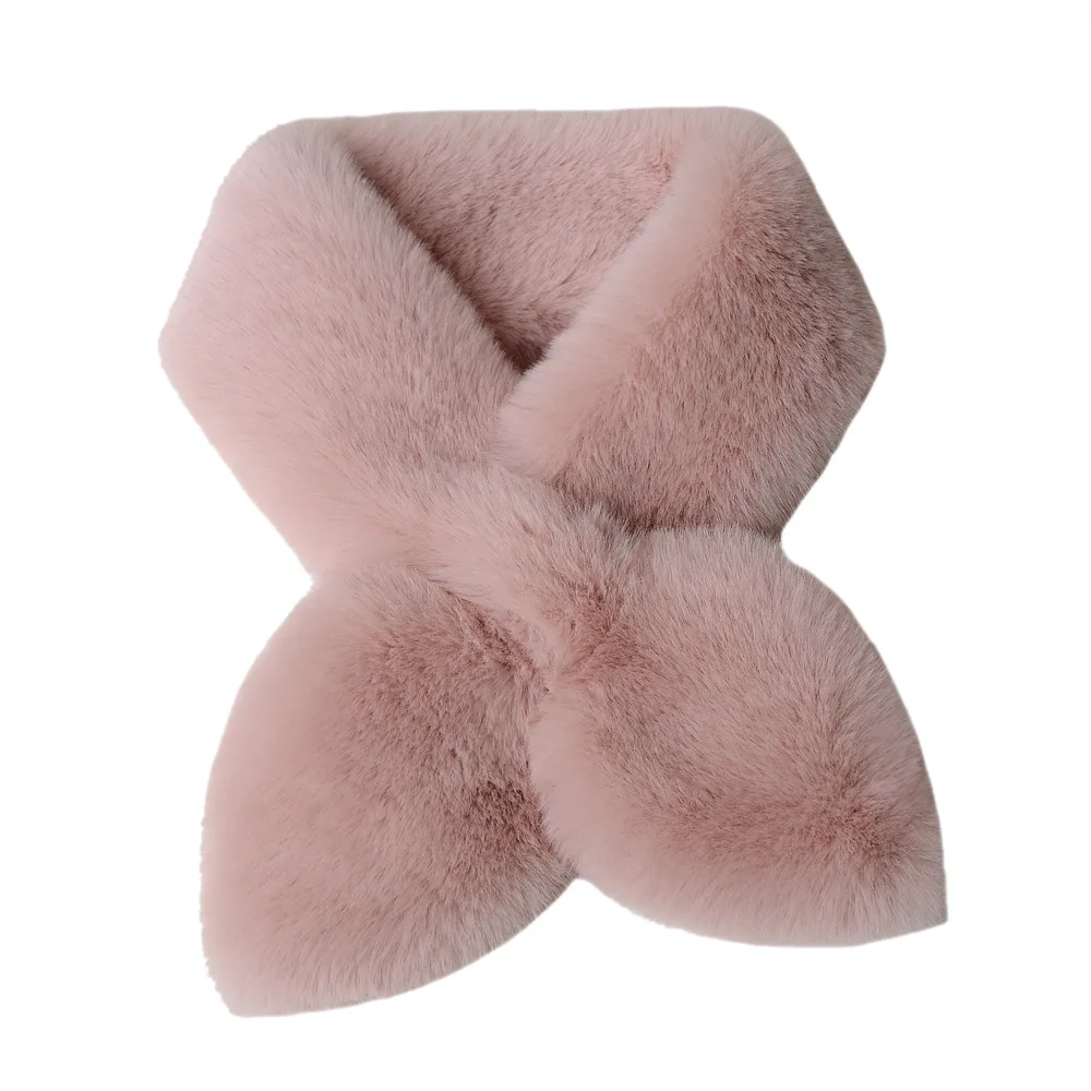 Manufacturers wholesale new plush scarf winter women warm fashion tie small scarf solid color students cute little fresh.