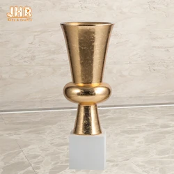 Trumpet Rose Gold Vase Fiberglass Planters With Frosted White Base Silver Planter Pots