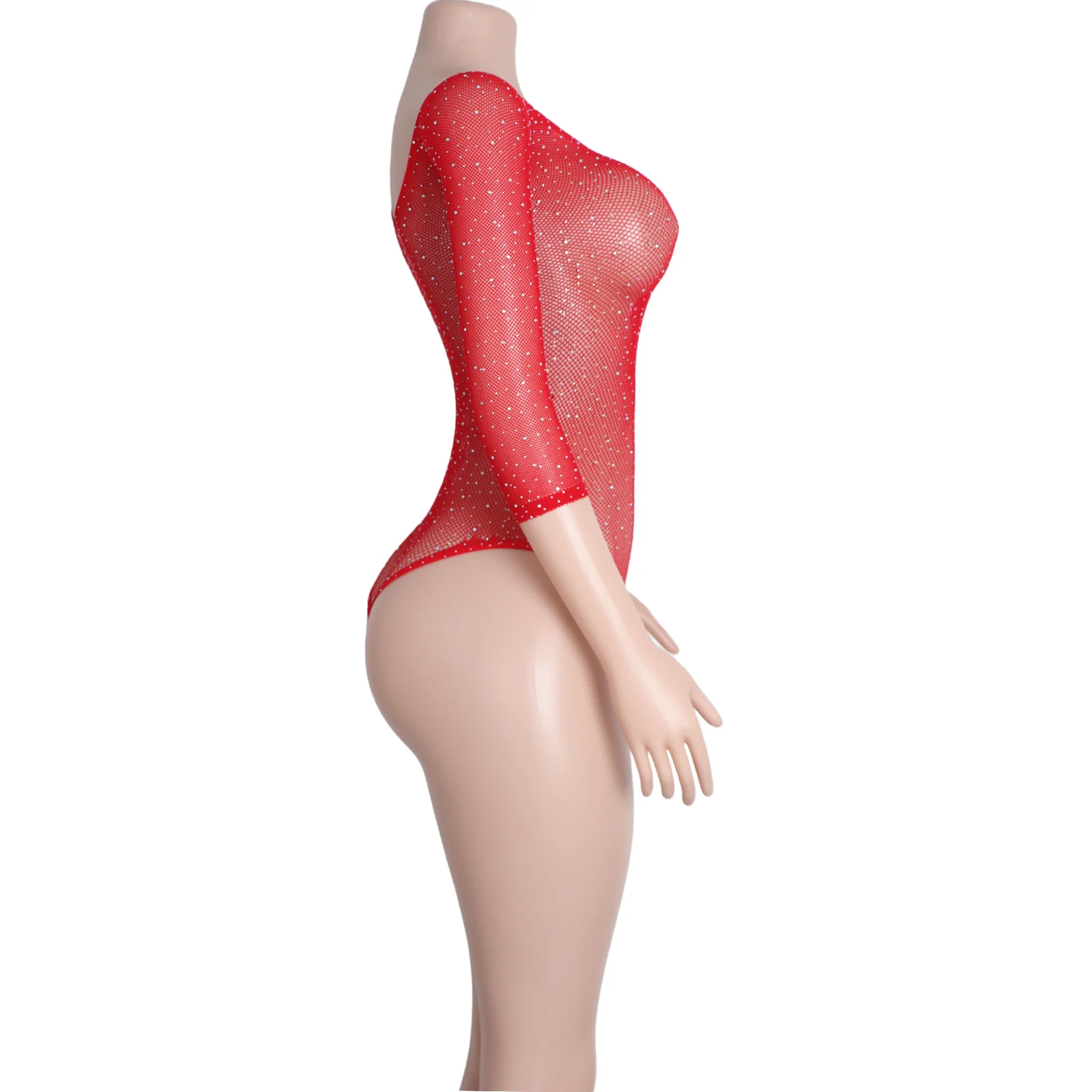 Exotic Dancewear Shiny Bodysuits paired Stylish Mesh Shorts designed Trendy Stripper Outfits Dancer Performances in Night Clubs