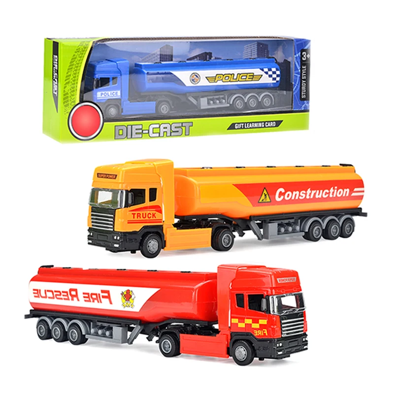 1:48 Oil Tank Truck Pull-back Vehicle Diecast Toy Simulation Tanker Trucks Alloy Model Diecast Car Toy Oil Tank Truck
