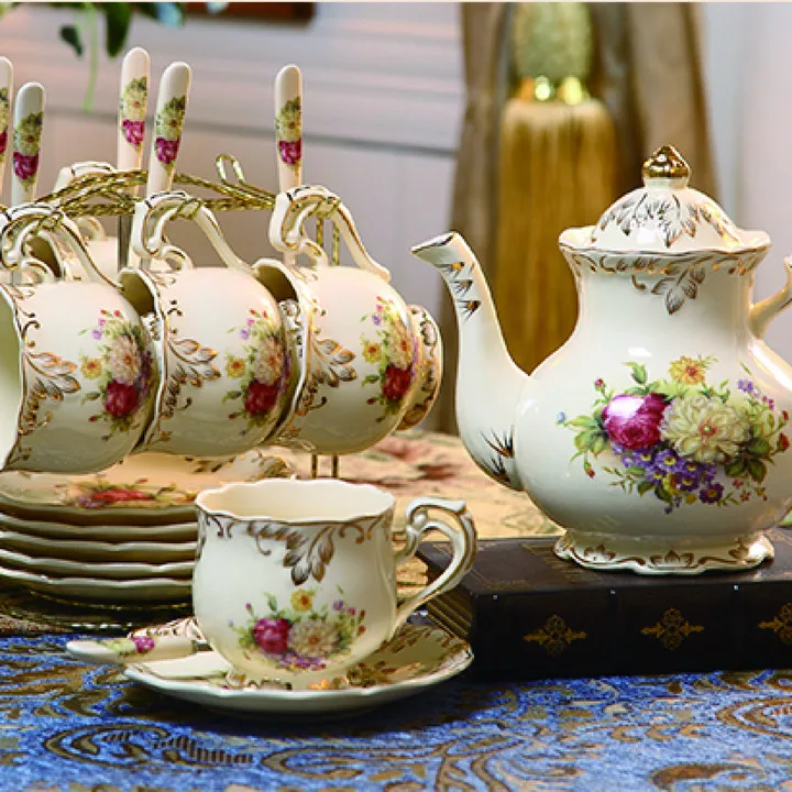 Wholesale Promotion Tea Set Ceramic With Teapot Bone China Tea Set Porcelain