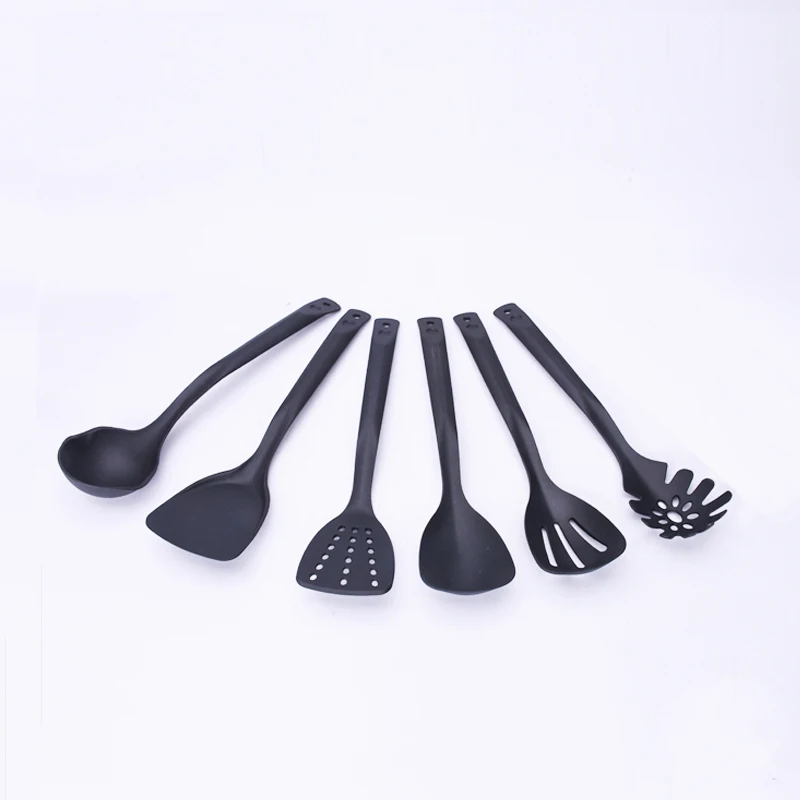 Amazon hot sell economic 6 pieces nylon kitchen utensils soup ladle turner spoon spaghetti server body and handle integrated