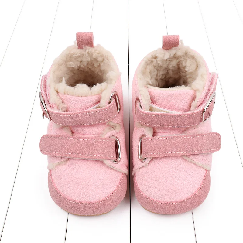 Hot sale suede leather plush winter baby toddler boots boys girls baby walking shoes