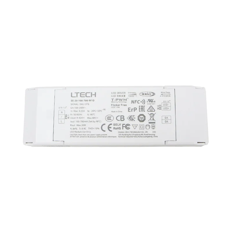 LTECH SE-20-100-700-W1D CC DALI-2 DT6/DT8 20W 100-700mA LED driver