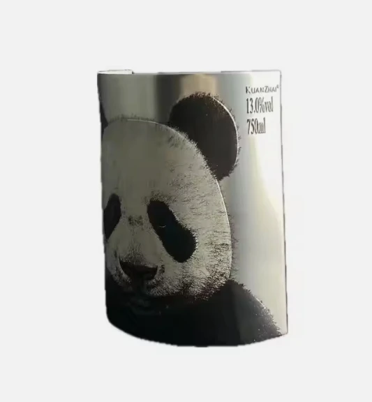 Modern Black and White Panda Wine Label Aluminum Nameplate with Stamping Technique Animal Theme
