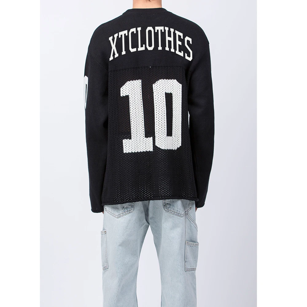 Custom LOGO OEM & ODM men sweater crew neck knit top long sleeve knitwear fashion knit mesh jersey winter knitted sweater