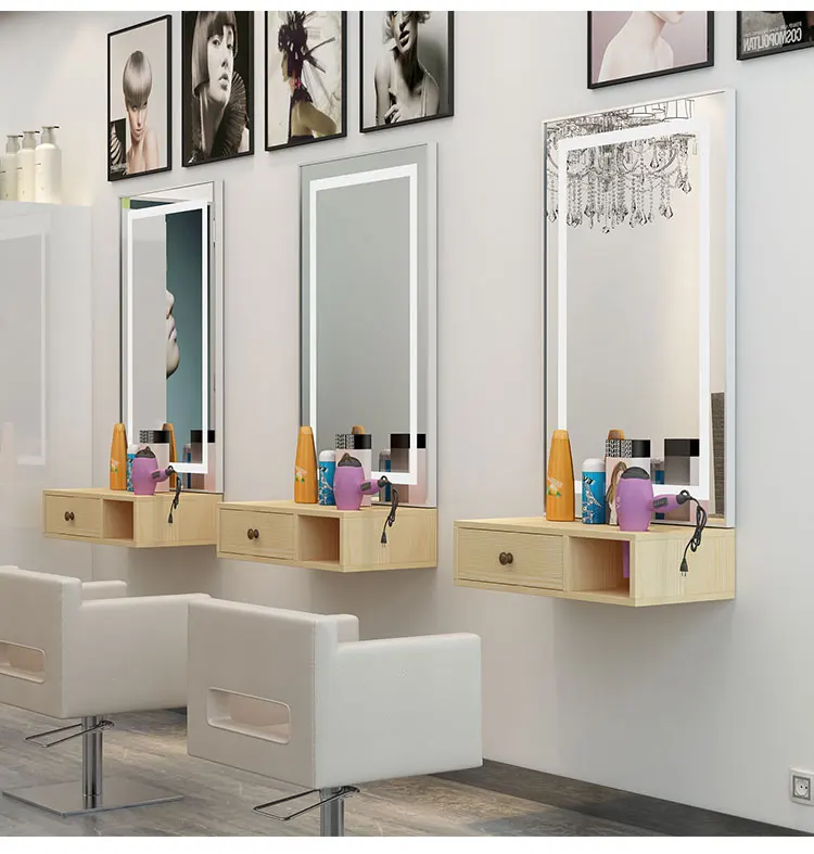 Single Side Hairdressing Product Dedicated LED Salon Wall Mirror Mounted Practical Smart Mirror Morden Style Salon Mirror
