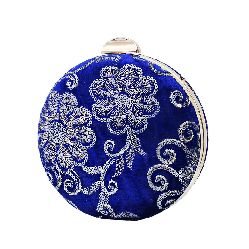 Fashion Evening Bag Small Size Velvet Elegant Ladies cross bady bag Round Party Shiny Clutch chain shoulder  women  hand bag