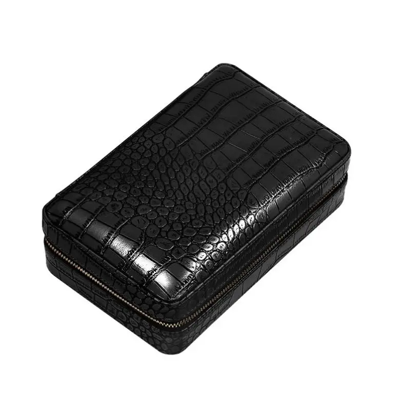 Genuine Leather Wooden Cigar Box Travel Portable Humidor With Hygrometer Custom Cigar Painting Box Display Humidor