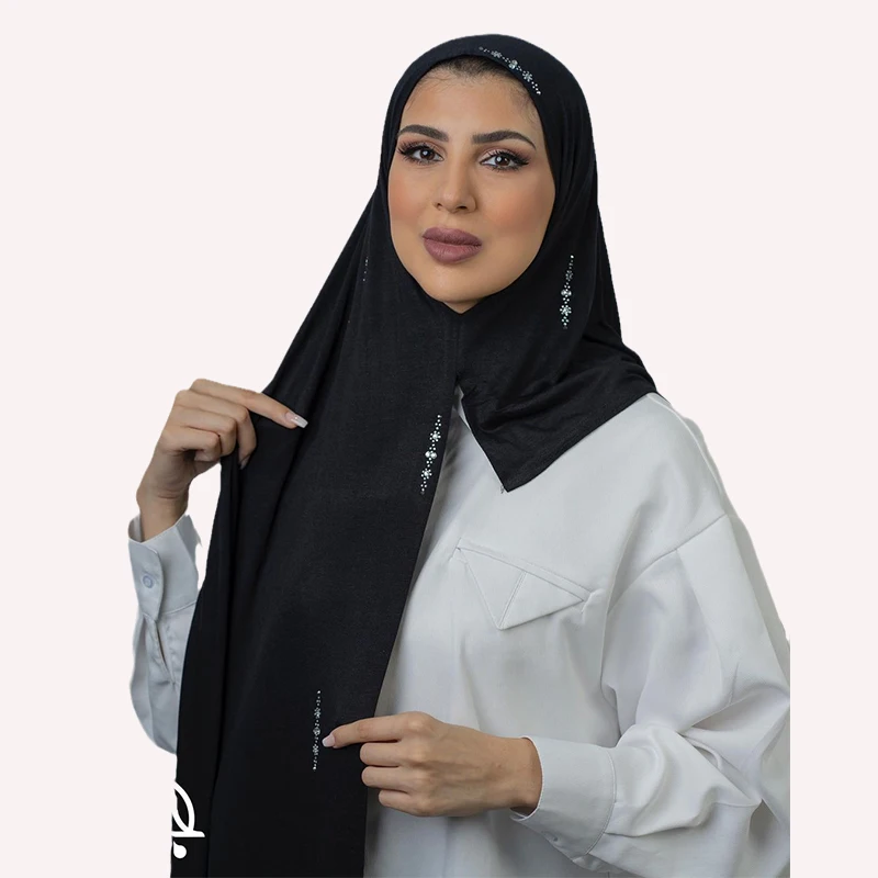 New Style Plain Jersey cotton Shawl  Arab Dubai Muslim Women Hot Colors Jersey Cotton Hijab Scarf with Stone