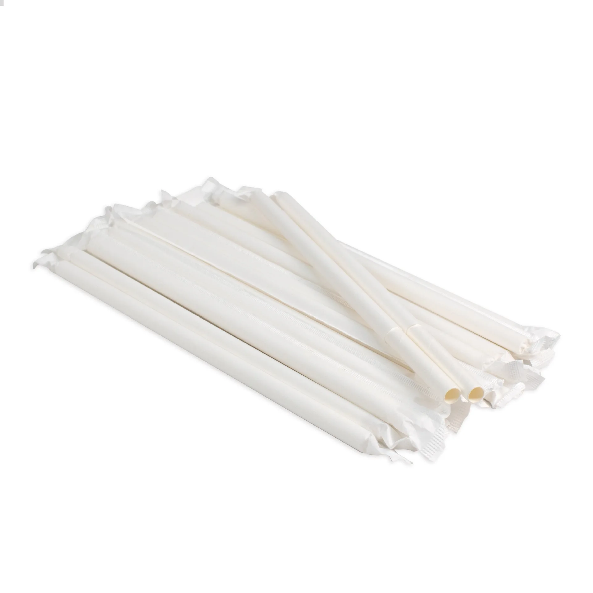 white nature individual pack drinking straw bubble tea biodegradable paper straws