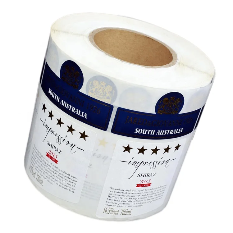 High Quality manufacturer custom design glass bottle sticker wine label logo printing