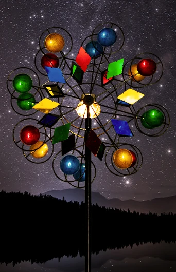 Hourpark high-quality multi-color windmills kinetic wheel steel decor garden wind spinners