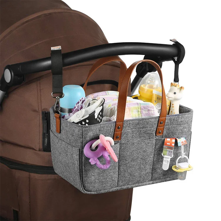OEM Factory Baby Diaper Tote Storage Bag Sac A Main Multi grid Felt Nappy Caddy Baby Bottles Storage Box Carry Hanging Baskets