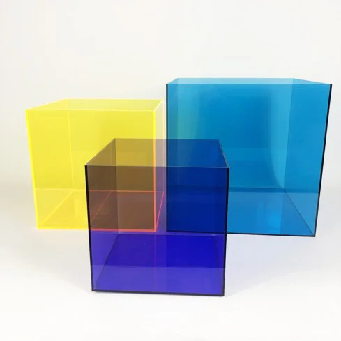 Customized Size 5 Sided Storage Box Cube Fluorescent Acrylic