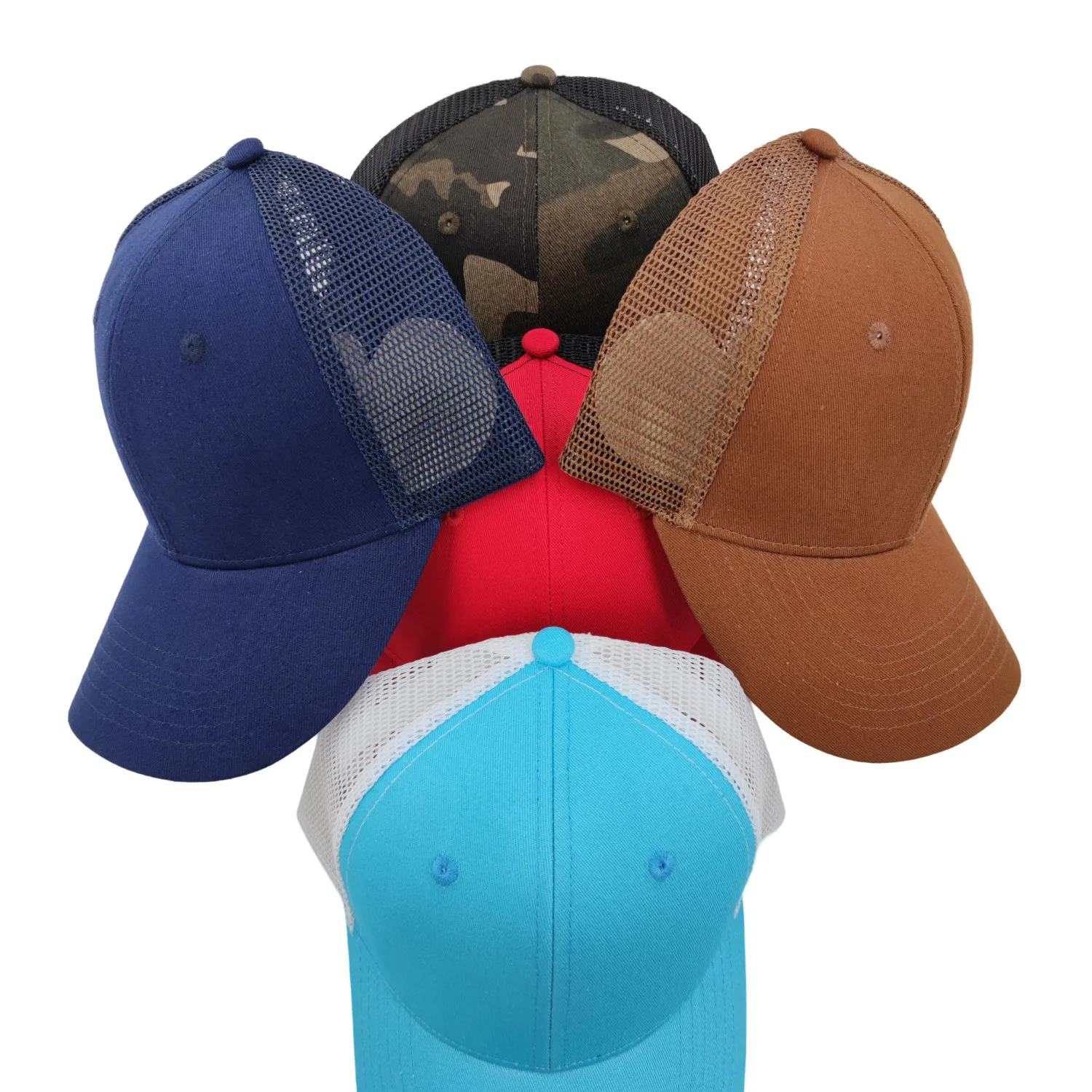 Wholesale Custom Design Your Own 3D Embroidery Logo 6 Panel Mesh Trucker Caps Hats Mesh Trucker Hat