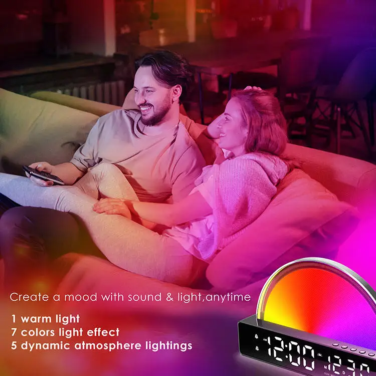 Wake Up Multi-function Alarm Clock ABS Digital Alarm Clock with Usb Charging Port Sunrise Wake Up Light