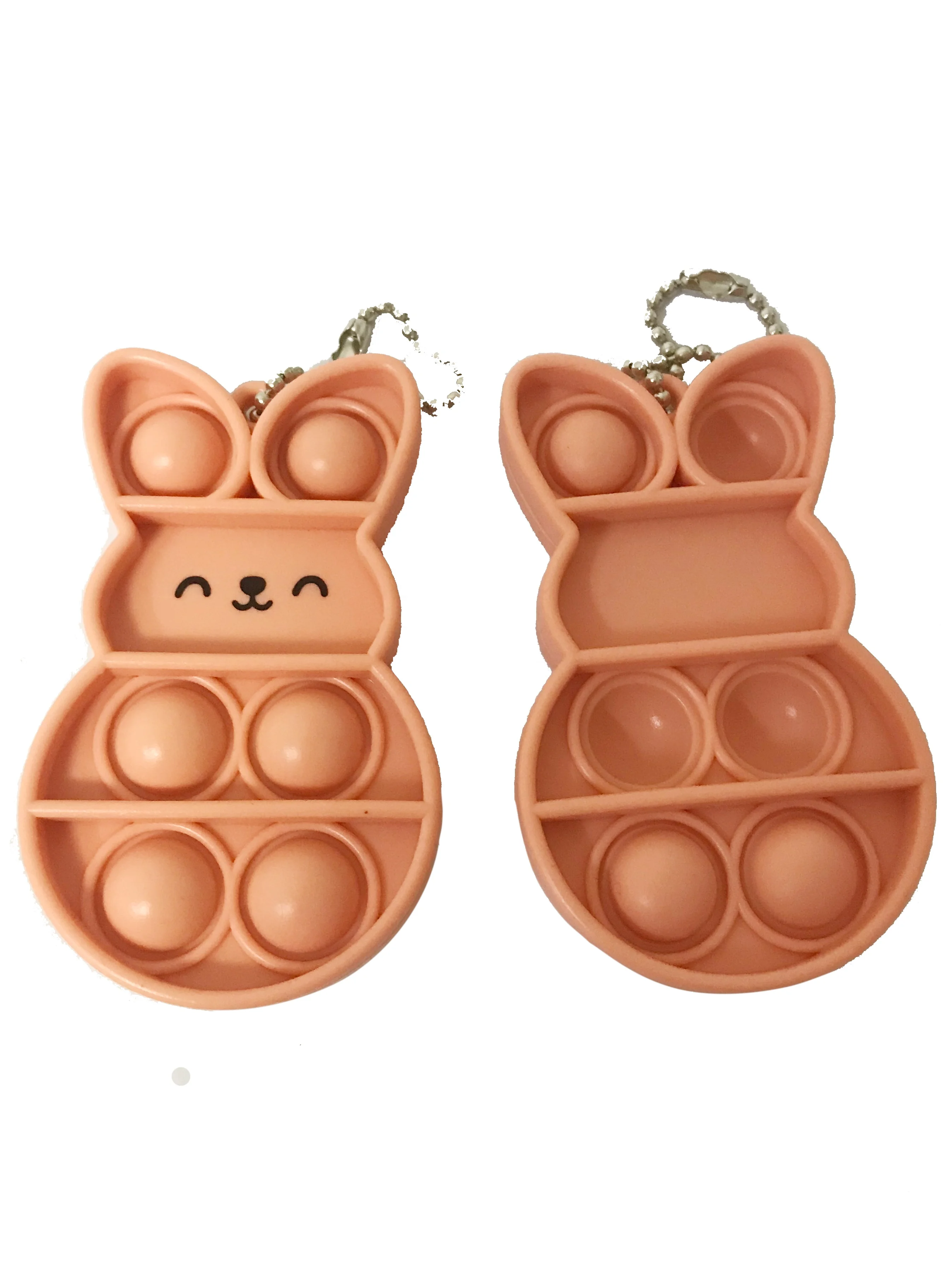 New Cute Silicone Rabbit Stress Relief Keychain Easter Bunny Push Bubble Pop Keychain Toys for Easter days