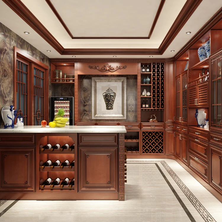 JOYEDA Customized furniture set photos of solid wood functional kitchen bar cabinet