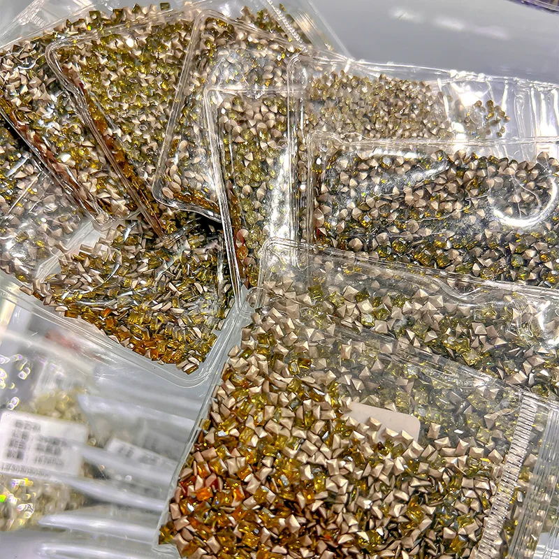 1440pcs/bag Pink Nail Rhinestone Pointed Bottom Multi-Size Nail Clear Crystal Diamond Horse eye 3D Bulk Drill Manicure