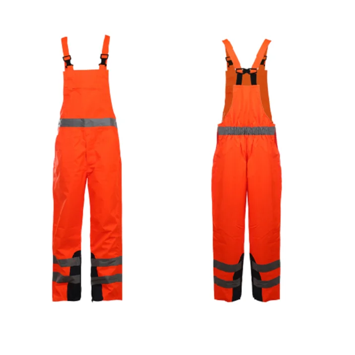 Durable Polyester Hi-Vis Overalls Workwear Safety Pants Reflective Fluorescent Waterproof Bib Pants XL Customizable Logo