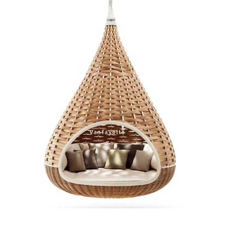 Customized Hanging Lounge Day bed House Wide Rattan Weaving High End Luxury tropicana elements hotel furniture