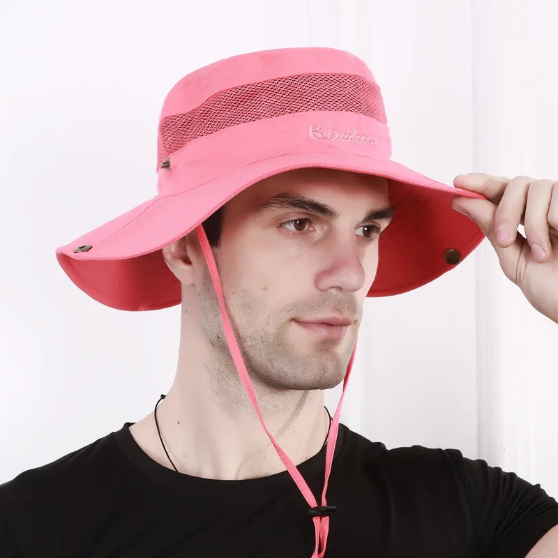 2023 New Design Bucket Hat Mesh Breathable Fisherman Hat With A Snap Fastener Be Closed Easily To Turn Into A Cowboy Hat