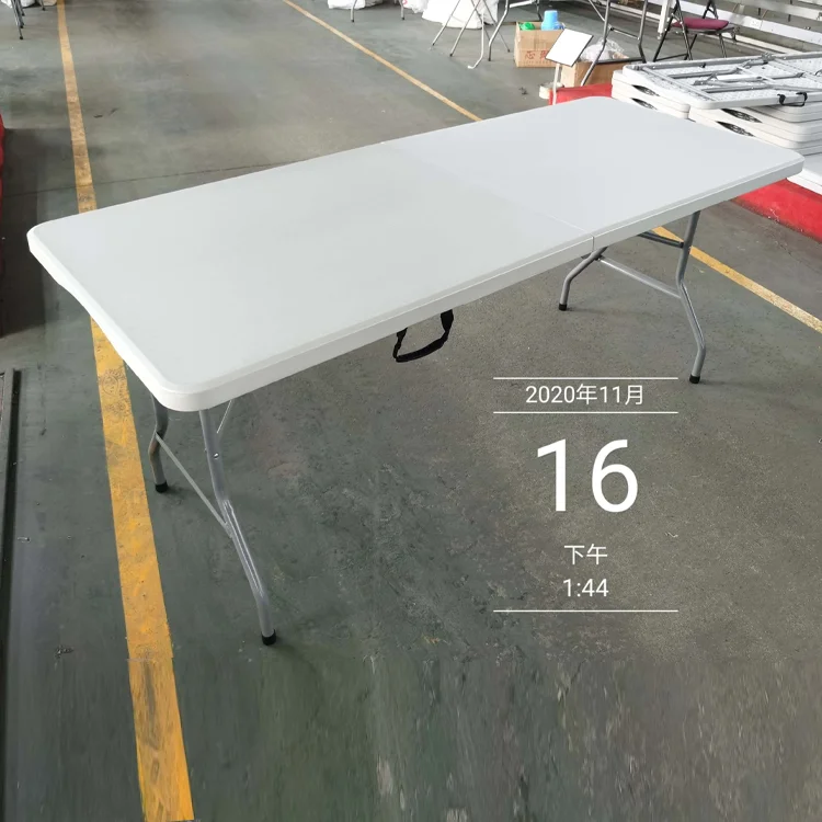 6ft Plastic Fold in Half Rectangle Trade Show Exhibition Picnic Foldable Table