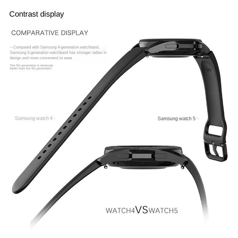 Suitable for Samsung Watch 4/5 dual color matching with curved interface silicone strap 40/44/45 professional dial accessories