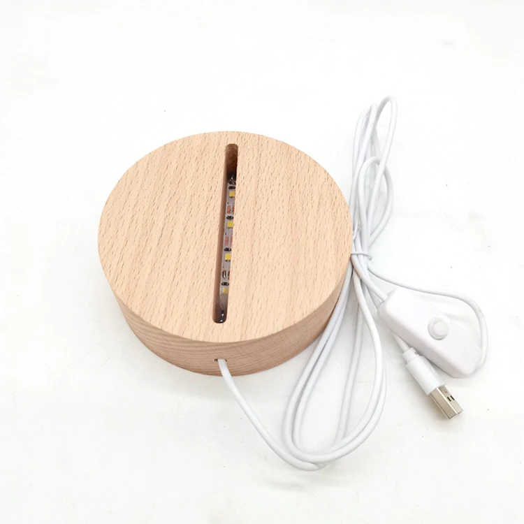 led round wooden lamp base 10cm warm cool natural wooden base for acrylic plate led night light wood
