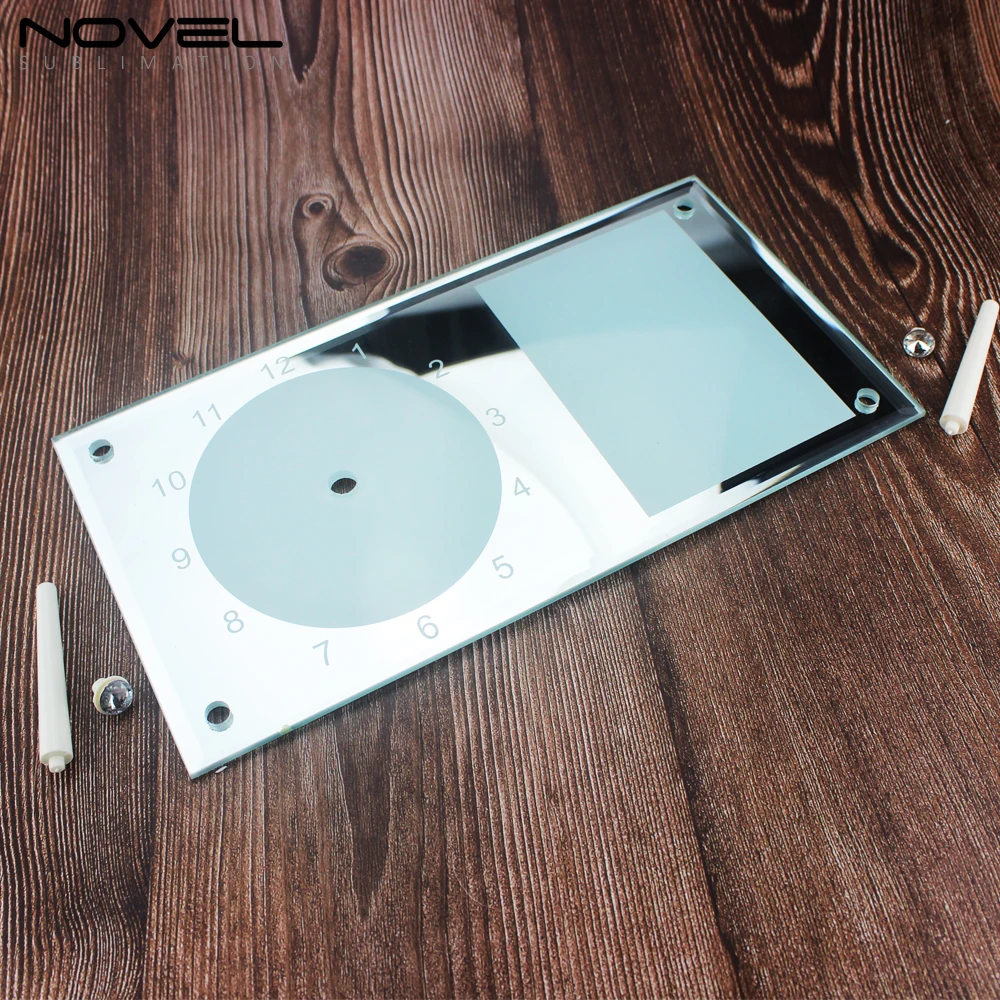 Для сублимационной печати 12 дюймов зеркальная полоса фоторамка стеклянные часы