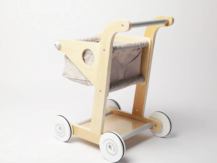 Wholesale Cute Wooden Home Shopping Cart New Design High Quality Boys Girls Simulation Role Playing education Toys