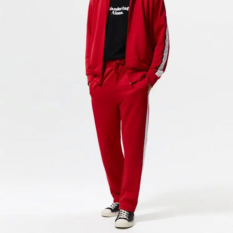 best sale custom logo cotton high quality elasticated unisex zipper fly hooded tracksuit sportswear jogger stripe men sweatsuit