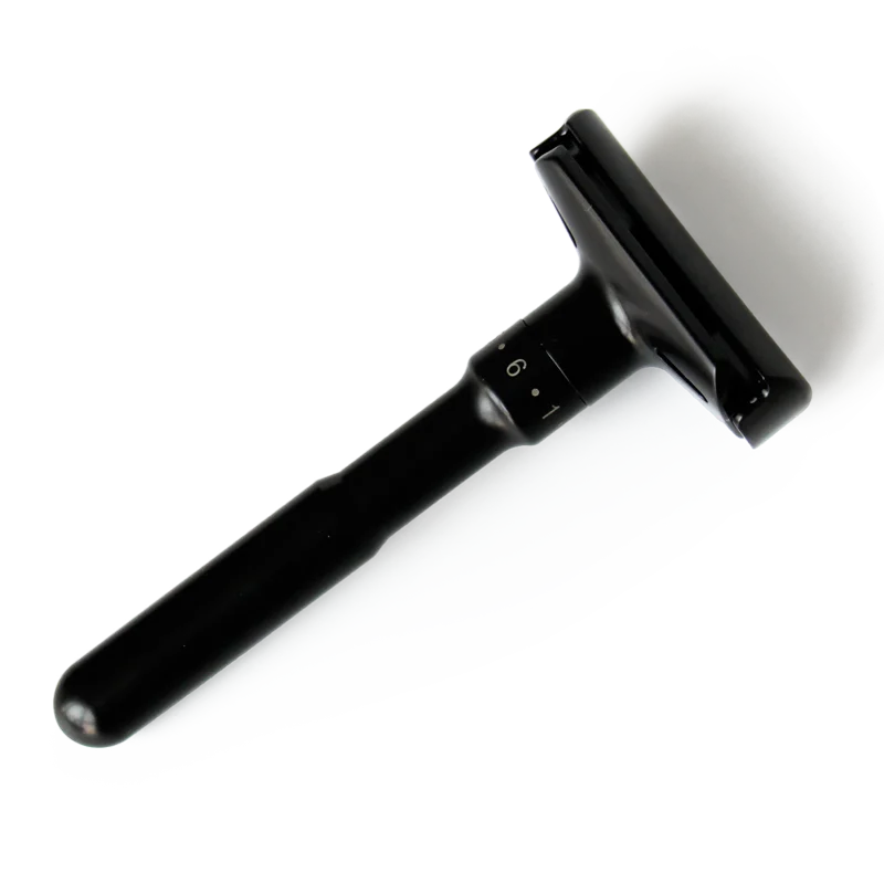Adjustable Safety Razor with Black Finish and Magnetic Grip for An Effective Shave