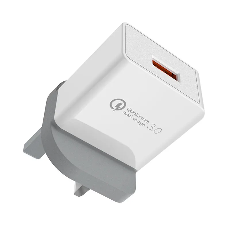 UK Regulations ABS+PC Material ELT Certified QC3.0 18W 9V 2A Fast Charging USB Wall Charger
